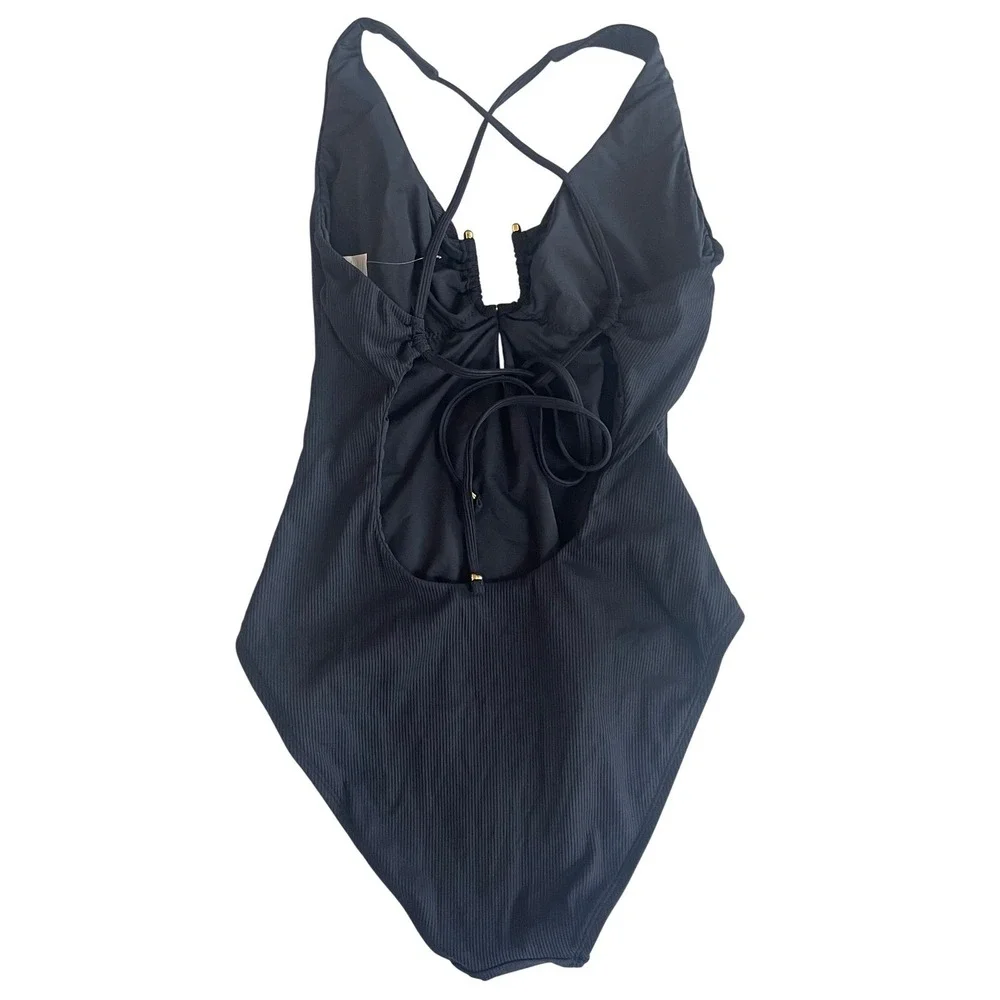 BECCA SAMPLE Piece Modern Edge Black Swimsuit One Piece‎ Women's Size Small
